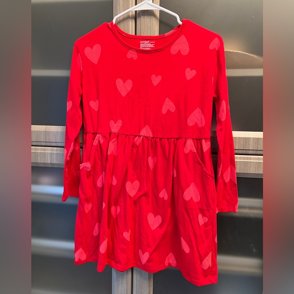 Cat & Jack Red Dress with Heart Design